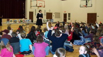 School Visit Janet Riehecky with kids